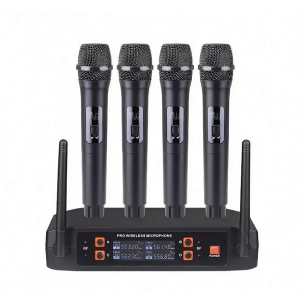 4 Piece Wireless Rechargeable Vocal Microphone Set Q-MIC825 - Default Title  - Click Now
